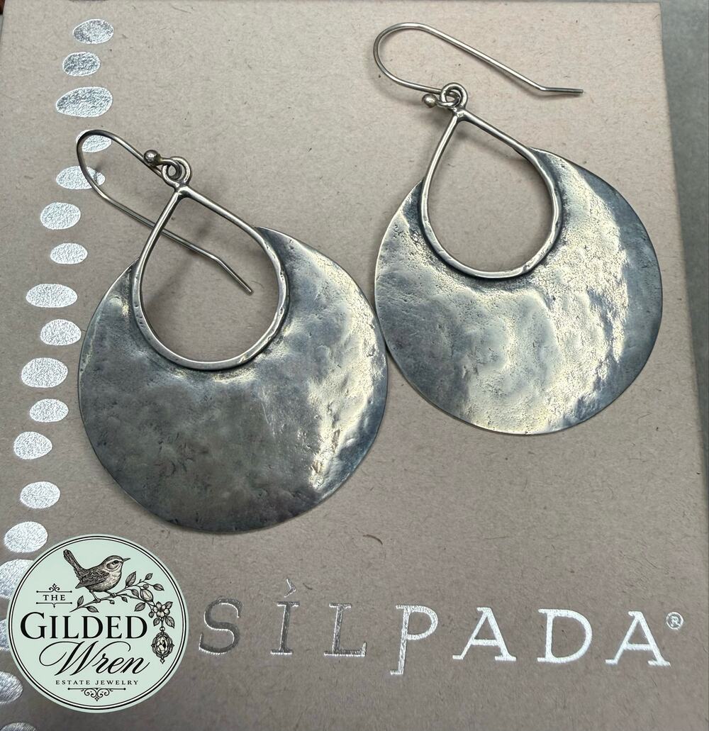 Silpada Half Moon Bay W1539 Sterling Silver Hammered Crescent Earrings Israel